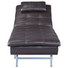 ACME Padilla Chaise Lounge With Pillow and USB Port, Brown Fabric