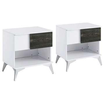 Furniture of America Acada Wood 1-Shelf End Table in White (Set of 2)