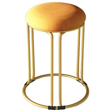 Nordic Suede and Leather Stacked Dining Round Stool, Yellow, Suede