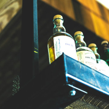 Metal and barn wood bottle rack