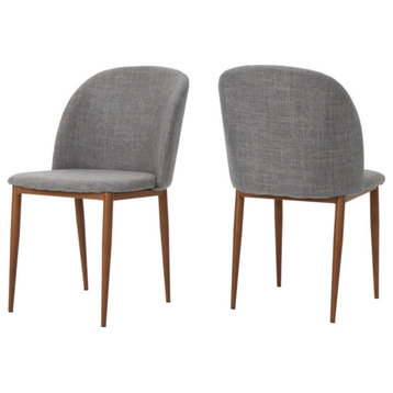 GDF Studio Anastasia Light Gray Fabric Dining Chairs, Set of 2
