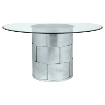 American Home Classic Margot Traditional Metal Dining Table in Silver Leaf