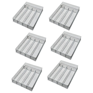YBM Home Silver Mesh 5-part Flatware Tray 12.5"x9.25"x2", 6-Pack