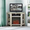 48" Wood Corner Fireplace Media TV Stand Console . White Oak