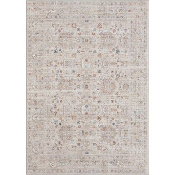Alistaire Ivory/Rust/Multi Bordered Classic High-Low Area Rug, 4' X 6'