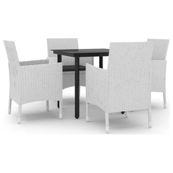 vidaXL Patio Dining Set 5 Piece with Cushions Poly Rattan and Glass Chair