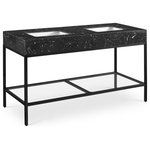 Meridian Furniture - Marmo Bathroom Vanity, Black, 60" Wide, Matte Black Finish - Give your bathroom a fresh new look with this Marmo 60-inch bathroom vanity. This eye-grabbing vanity gives your restroom a spa vibe that's oozing contemporary charm and sophistication. The black engineered stone sink features white veining for an upscale presentation and rests on a matte black-finish stainless steel base for long-lasting beauty and performance. Ceramic construction ensures durability, so you can count on this 60-inch sink lasting for the long haul.