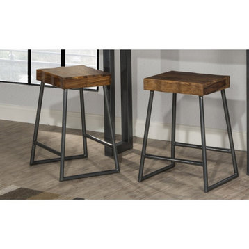 Emerson Manufactured Live Edge Square Non-Swivel Backless Counter Stool
