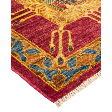 Arts and Crafts, Hand-Knotted Area Rug, 8'10"x12'2", Raspberry