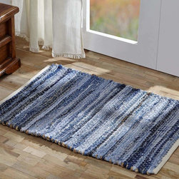 April & Olive - Denim and Hemp Chindi, Rag Rug Rect 48X72 - Area Rugs