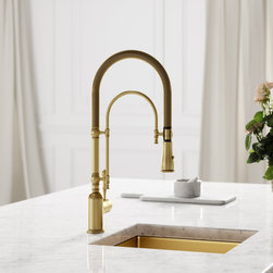 Deco Claridge Brushed Gold Traditional Pull Out Kitchen Mixer Tap - Kitchen Taps