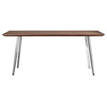 Pangea Home - Ava Dining Table, Walnut, Material: Veneer - Retro Modern Dining Table; sits 4-6 comfortably; with high polished metal legs