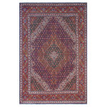 Bareens Designer Rugs - Vintage Antique Persian Tabriz Mahi Jenkins Wool Rug - Create a new dimension of style in your space with this breath-taking antique hand knotted Persian rug. Made in Iran, this gorgeous hand-knotted rug features all vegetable dyes and 100% wool, adding luxurious texture and appearance. This gorgeous antique rug features an intricate design with a unique detailed border. Featuring an awe-inspiring color pallet and an intricate design handmade by skilled artisans is a great addition to any decor. Bring luxury and extravagance to your living space with this luxurious rug.