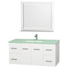 Centra 48" Bathroom Vanity, White, Green Glass Top