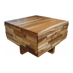 TEAK BLOCK WOOD COFFEE TABLE - Coffee Tables