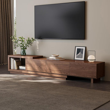 Extendable Walnut TV Stand for 65-100" TVs | Modern Entertainment Console