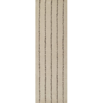 Momeni Simba Sim-1 Striped Rug, Ivory, 2'6"x8'0" Runner