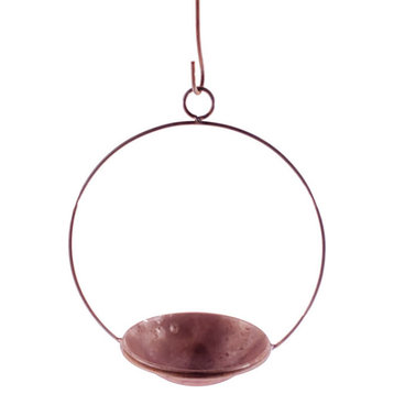 Small Handmade Circular Frame and Hanging Planter in Rusted Patina Finish