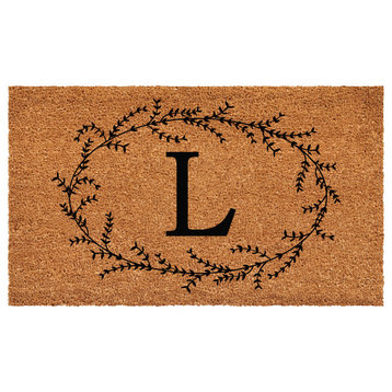 Calloway Mills Rustic Leaf Vine Monogrammed Doormat, 24"x48", Letter L