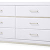 56” Henley Accent Chest White Leatherette Finish Brushed Stainless Steel Base