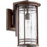 Quorum International - Larson 9" Clear Lantern Outdoor, Oiled Bronze With Clear Hammered Glass - Larson 9" Clear Lantern Outdoor, Oiled Bronze With Clear Hammered Glass