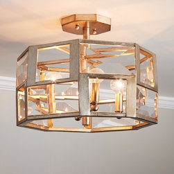 Cypress Point 4-Light Semi-Flush Mount Drum Light -Antique Silver Lead - Lighting