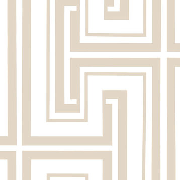 Maze Geometric Wallpaper, Taupe and White, Set of 3 Bolts