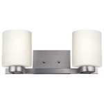 Forte - Forte 5146-02-55 Mona, 2 Light Bath Vanity, Brushed Nickel/Satin Nickel - The Mona transitional vanity comes in brushed nickMona 2 Light Bath Va Brushed Nickel Satin *UL Approved: YES Energy Star Qualified: n/a ADA Certified: n/a  *Number of Lights: 2-*Wattage:75w Medium Base bulb(s) *Bulb Included:No *Bulb Type:Medium Base *Finish Type:Brushed Nickel