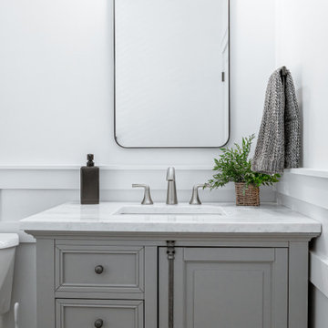 Transitional Bathroom – Quartz Countertop and Matte Black Accents
