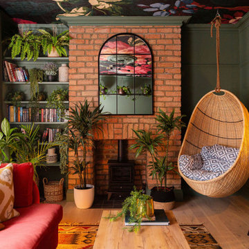 Vibrant Living Room with Statement Ceiling