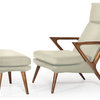 Modrest Fulton Modern Beige Lounge Chair and Ottoman