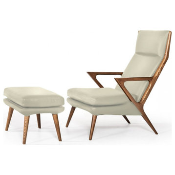 Modrest Fulton Modern Beige Lounge Chair and Ottoman