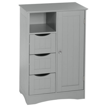 1-Door, 3 Drawer Floor, Gray Cabinet