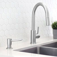 Single Handle Stainless Steel Pull Down Kitchen Faucet With Soap Dispenser