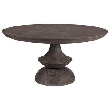 Crossman 60" Round Dark Brown/Gray Solid Wood Table Top and Base Dining Table