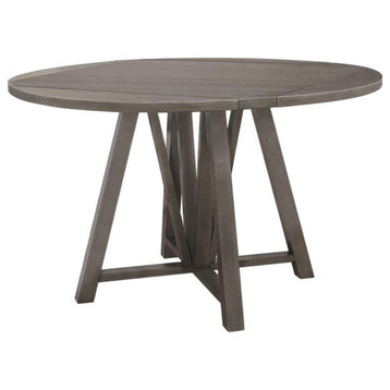 Coaster Athens Round Wood Counter Height Table with Drop Leaf in Barn Gray