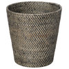 Loma Round Rattan Paper Waste Basket, Black Wash