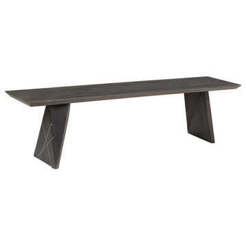 Motion Solid Mango Wood Dining/Accent Bench in Smoke Grey Finish w/ Silver...