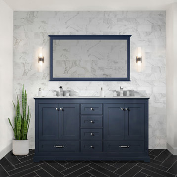 Dukes Bath Vanity, Navy Blue, 60", Without Top, Vanity Only