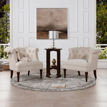 Katherine Tufted Accent Chair, Sky Neutral Beige Polyester