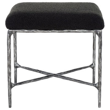 Safavieh Couture Mandy Boucle And Metal Ottoman, Black
