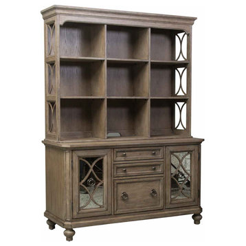 Liberty Furniture Simply Elegant Credenza With Hutch, Heathered Taupe