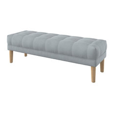 Majestic Velvet Tufted Bench With Rounded Legs, Silver