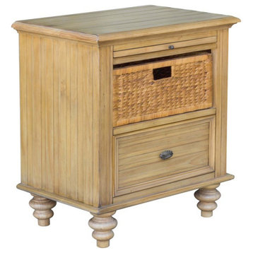 Sunset Trading Vintage Casual Wood Nightstand with Basket in Maple Brown