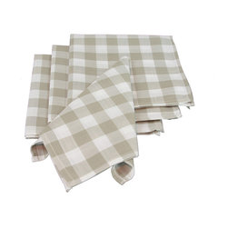 Xia Home Fashions - Gingham Check Napkins, 20"x20", Natural, Set of 4 - Napkins