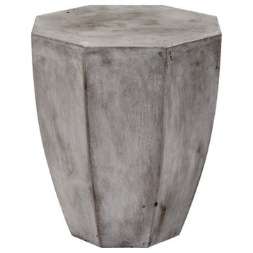 Maklaine Modern / Contemporary Concrete Stone Octagonal End Table in Gray