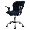 Flash Furniture Mid-Back Navy Mesh Task Chair With Arms And Chrome Base