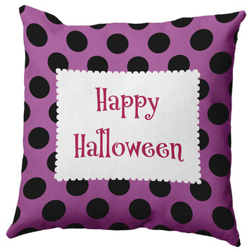 Happy Halloween Dots Accent Pillow, Orchid, 16"x16"