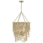 Savoy House - Bremen 4-Light Warm Brass With Natural Rattan Pendant - Whether your room has a coastal or casual vibe, the Bremen adds a subtle organic touch with its classic scallop design. Measuring 22" wide x 35 1/2" high, this four-light pendant in a Burnished Brass finish and Natural Rattan shade provides ample illumination from four 60-watt candelabra bulbs. The adjustable hanging height from 35 1/2 to 155 1/2 inches adds to the versatility.