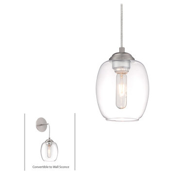 Bubble P931 1 Light Mini Pendant (Convertible To Wall Sconce), Brushed Nickel, B